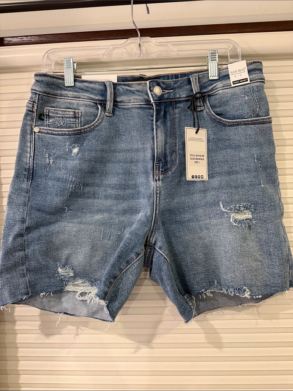 Just Blue Distressed Denim Shorts - Blue